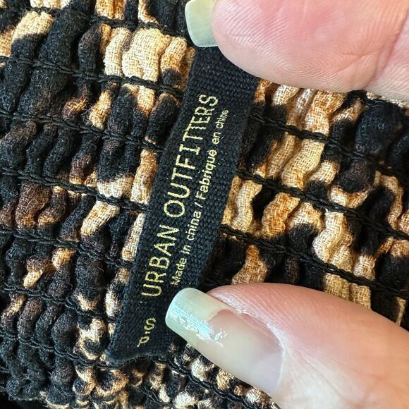 Urban Outfitters leopard Print V Neck Spaghetti Strap Tulip Hem Mini Dress Small - Picture 8 of 13